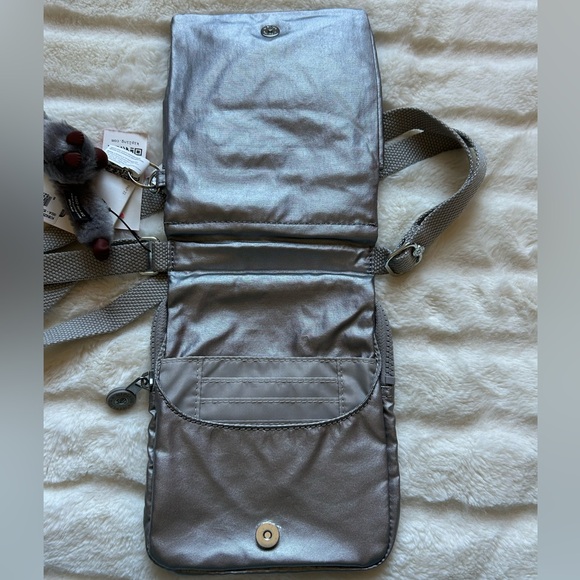 💜SOLD💜Kipling New Eleorado Mini Crossbody Bag Smooth Silver Metallic - Picture 7 of 15